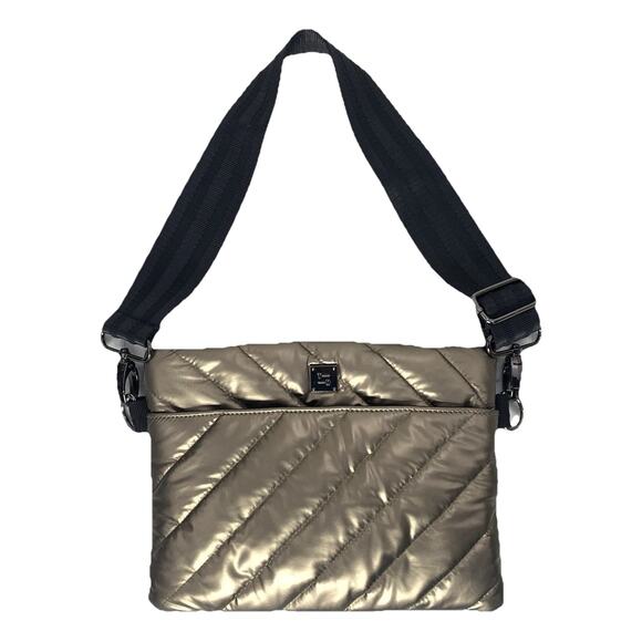 THINK ROYLN Diagonal 2.0 Bum Bag Pearl Pyrite w/ Short Crossbody Strap ONLY EUC - Picture 1 of 8